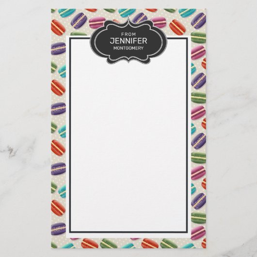 Papeterie Macarons de couleur mignonne Motif avec cadre fant (Devant)