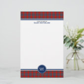 Papeterie MacFarlane Clan Tartan Monogramme rouge et bleu pl (Debout devant)
