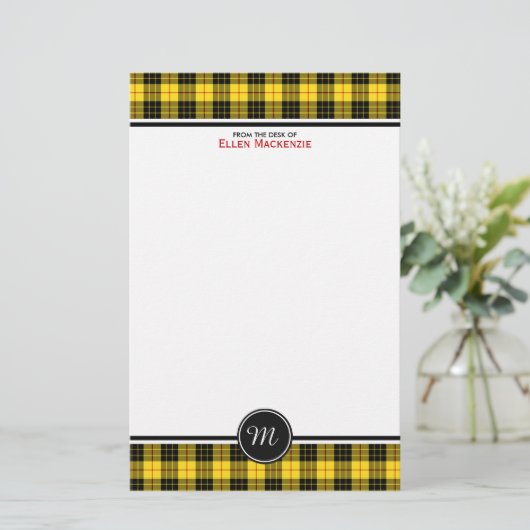 Papeterie MacLeod Clan Tartan Yellow Plaid Monogramme (Debout devant)