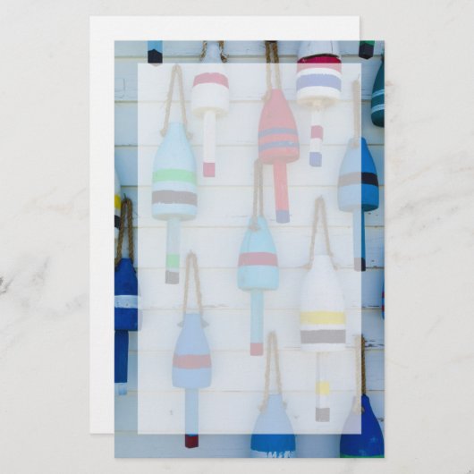 Papeterie Maine, Stonington, bouées décoratives de homards (Devant / Derrière)