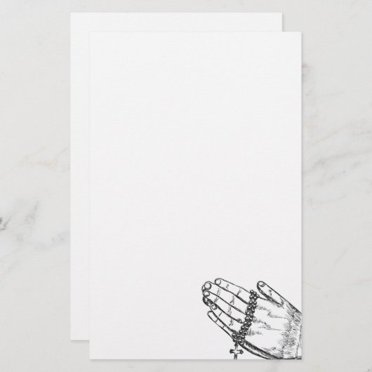 Papeterie Mains de prière avec des perles de chapelet (Devant / Derrière)