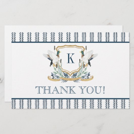 Papeterie Mallard Duck plié Merci Note (Devant / Derrière)