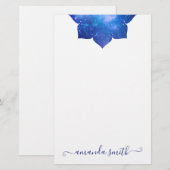 Papeterie Mandala Galactique Bleu Aqua (Devant / Derrière)