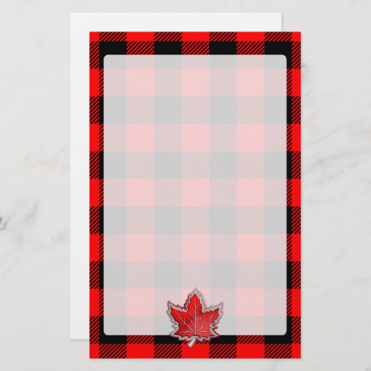Papeterie Maple Leaf Buffalo Check Rouge Black Plaid Style (Devant / Derrière)