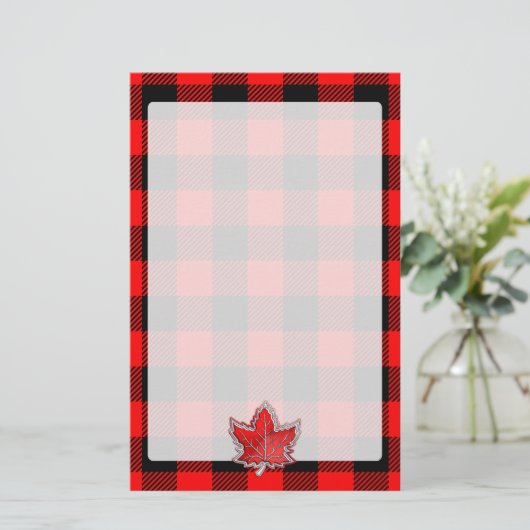 Papeterie Maple Leaf Buffalo Check Rouge Black Plaid Style (Debout devant)