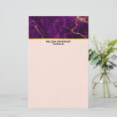 Papeterie Marbre Abstrait moderne violet et or (Debout devant)