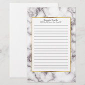 Papeterie Marbre blanc et gris personnalisé (Devant / Derrière)