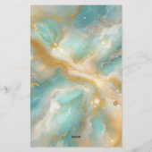 Papeterie Marbre céleste turquoise avec perles d'or (Dos)