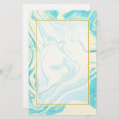 Papeterie Marbre cool design en Turquoise et Crème (Devant / Derrière)