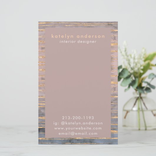 Papeterie Marbre moderne Gold Foil Gemstone Designer d'intér (Debout devant)