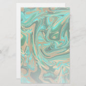 Papeterie Marbre vert et or liquide (Devant / Derrière)