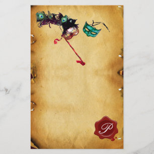 Papeterie MARDI GRAS MASQUERADE Parchemin Monogramme de cire