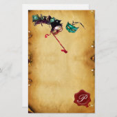 Papeterie MARDI GRAS MASQUERADE Parchemin Monogramme de cire (Devant / Derrière)