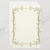 Papeterie Mariage de bordure en or d'antiquité décoratif (Devant / Derrière)