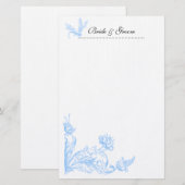 Papeterie Mariage de fleurs bleues (Devant / Derrière)