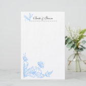 Papeterie Mariage de fleurs bleues (Debout devant)
