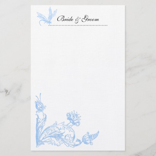 Papeterie Mariage de fleurs bleues (Devant)
