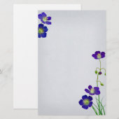 Papeterie Mariage de fleurs violettes foncées (Devant / Derrière)