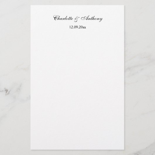 Papeterie Mariage Écriture Élégante Noir Blanc Créatif (Devant)