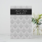 Papeterie Mariage favorise Gray damask (Debout devant)