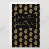 Papeterie Mariage indien Gold hamsa Henna Faire-part (Devant / Derrière)