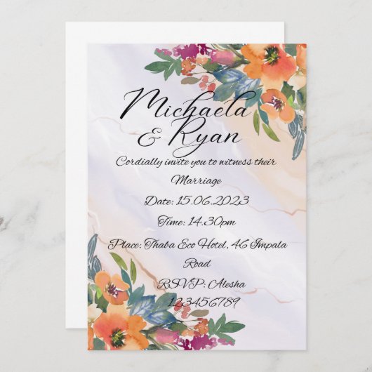 Papeterie mariage : Invitations de mariage (Devant / Derrière)