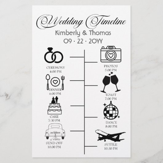 Papeterie Mariage Itinéraire Icon Chic Script Mariage (Devant)