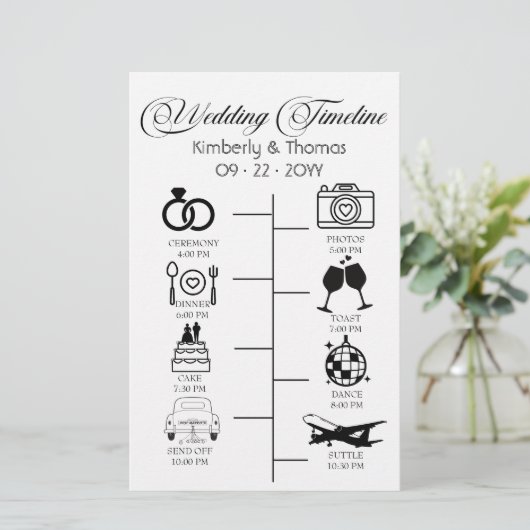 Papeterie Mariage Itinéraire Icon Chic Script Mariage (Debout devant)