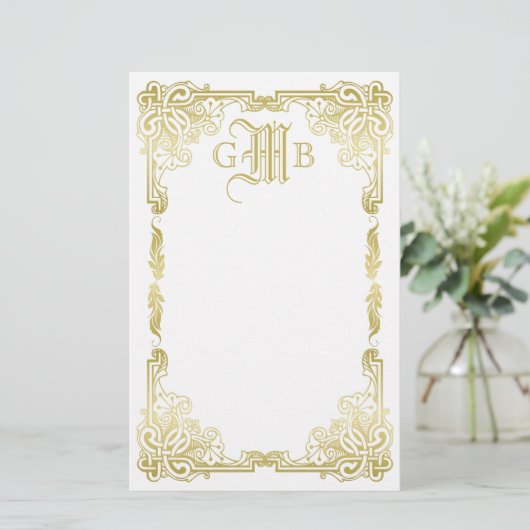 Papeterie Mariage Monogramme classique Gold Cadre traditionn (Debout devant)