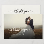Papeterie Mariage photo de script manuscrit Merci (Devant / Derrière)