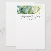 Papeterie Mariage rustique élégant aux fleurs blanches et fe (Devant / Derrière)