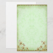 Papeterie Mariage vintage vert floral (Devant / Derrière)