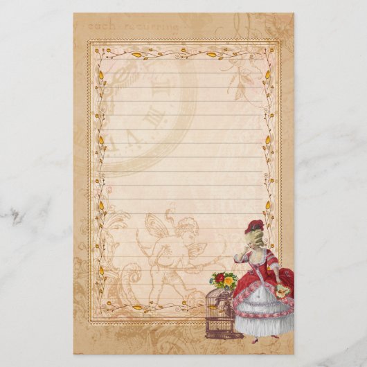 Papeterie Marie Antoinette Bird Cage Rose Stationery (Devant)