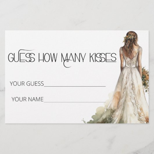 Papeterie Mariée devinez combien de baisers jeu de nuptiale (Devant)