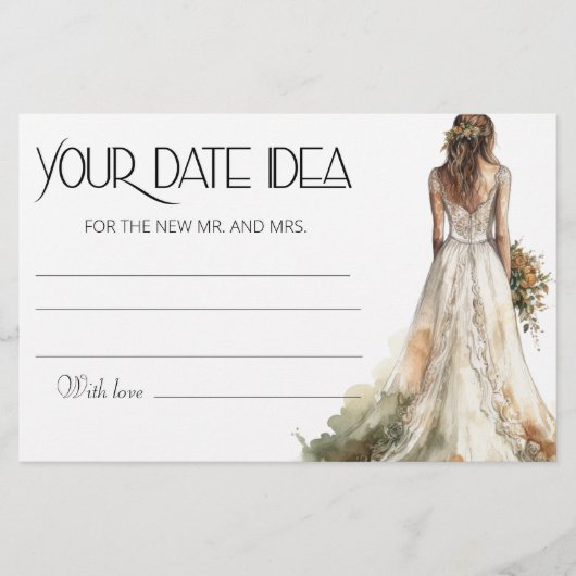 Papeterie Mariée Mariage Gown Date idées de nuit. Date jar (Devant)