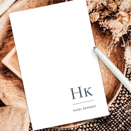 Papeterie Marine Bleu Blanc Monogramme Classique Personnalis