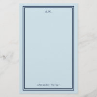 Marine Bleu Bleu Monogramme Papier