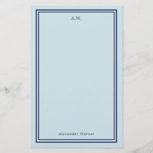 Papeterie Marine Bleu Bleu Monogramme Papier