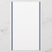 Papeterie Marine Blue Double Lines Monogramme & Nom (Dos)