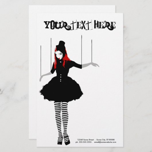 Papeterie marionnette de cabaret (Devant / Derrière)