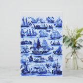 Papeterie MARITIME, NAVIRES VINTAGES, NAVIRES À VOILE, Bleu  (Debout devant)