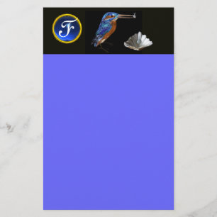 Papeterie MARTIN-PÊCHEUR MONOGRAMME, Saphir Bleu, Noir