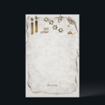 Papeterie Menorah, Étoile de David Bougies<br><div class="desc">Ce pavé d'écriture est imprimé avec une belle conception sur papyrus avec des bougies, une menorah étoiles de David et hébreu et Sincerely, votre nom ou le nom de la personne à laquelle vous allez donner ce papier.</div>