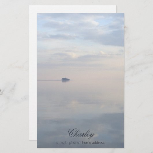 Papeterie Mer calme, réflexions et île (Devant / Derrière)