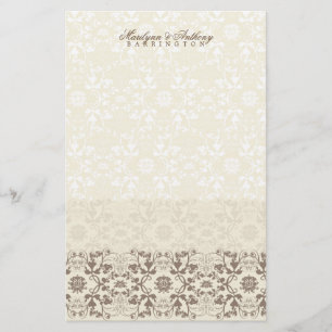 Papeterie Merci de café en dentelle Damask Swirls