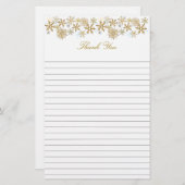 Papeterie Merci de Noël Linked Gold Snowflakes (Devant / Derrière)