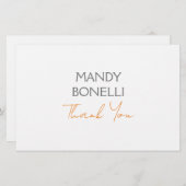 Papeterie Merci personnalisé minimaliste moderne (Devant / Derrière)