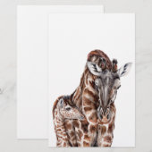 Papeterie Mère Giraffe avec Bébé Giraffe (Devant / Derrière)