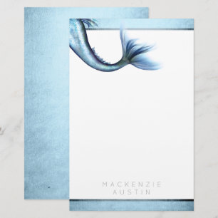 Papeterie Mermaid Glam Tail Dusty Ice Blue Luster Custom