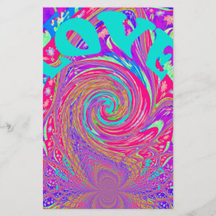 Papeterie Mesmerizing Whirlpool Love Cyan Texte art Graphiqu